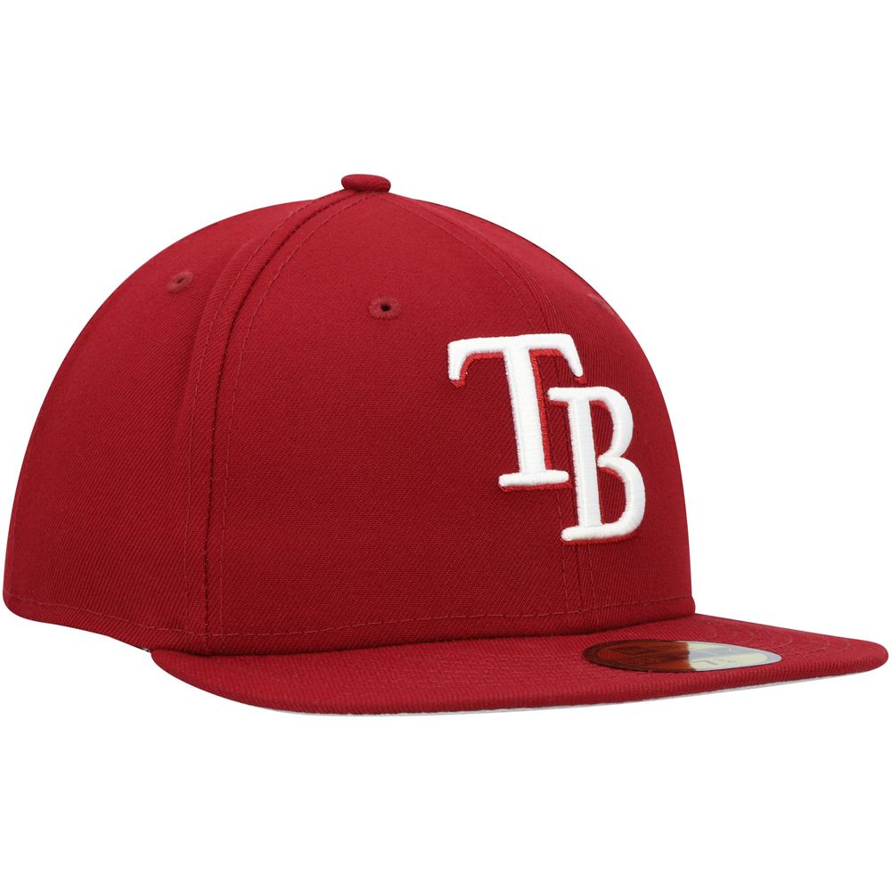 Men's New Era Cardinal Tampa Bay Rays White Logo 59FIFTY Fitted Hat