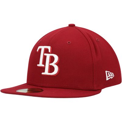 Men's New Era Cardinal Tampa Bay Rays White Logo 59FIFTY Fitted Hat