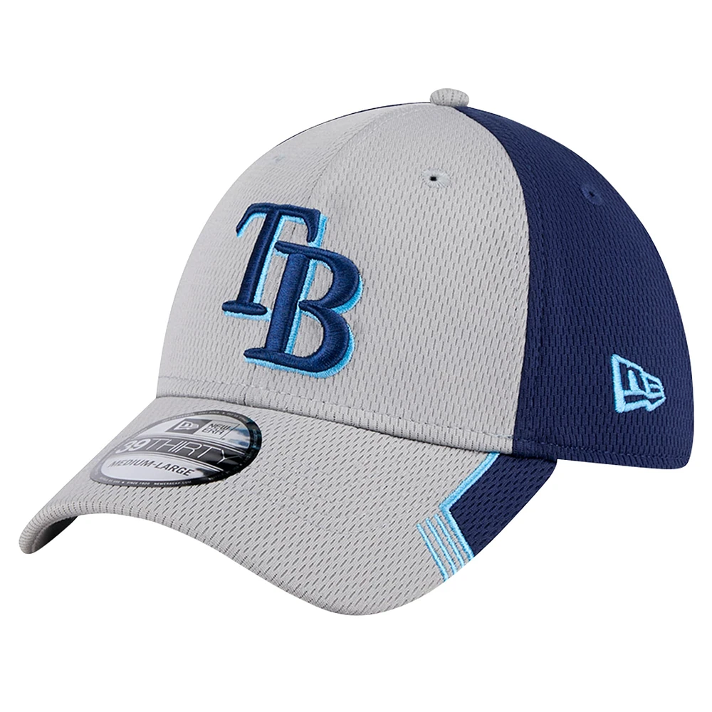 Men's New Era Gray/Navy Tampa Bay Rays Visor Trim 39THIRTY Flex Hat