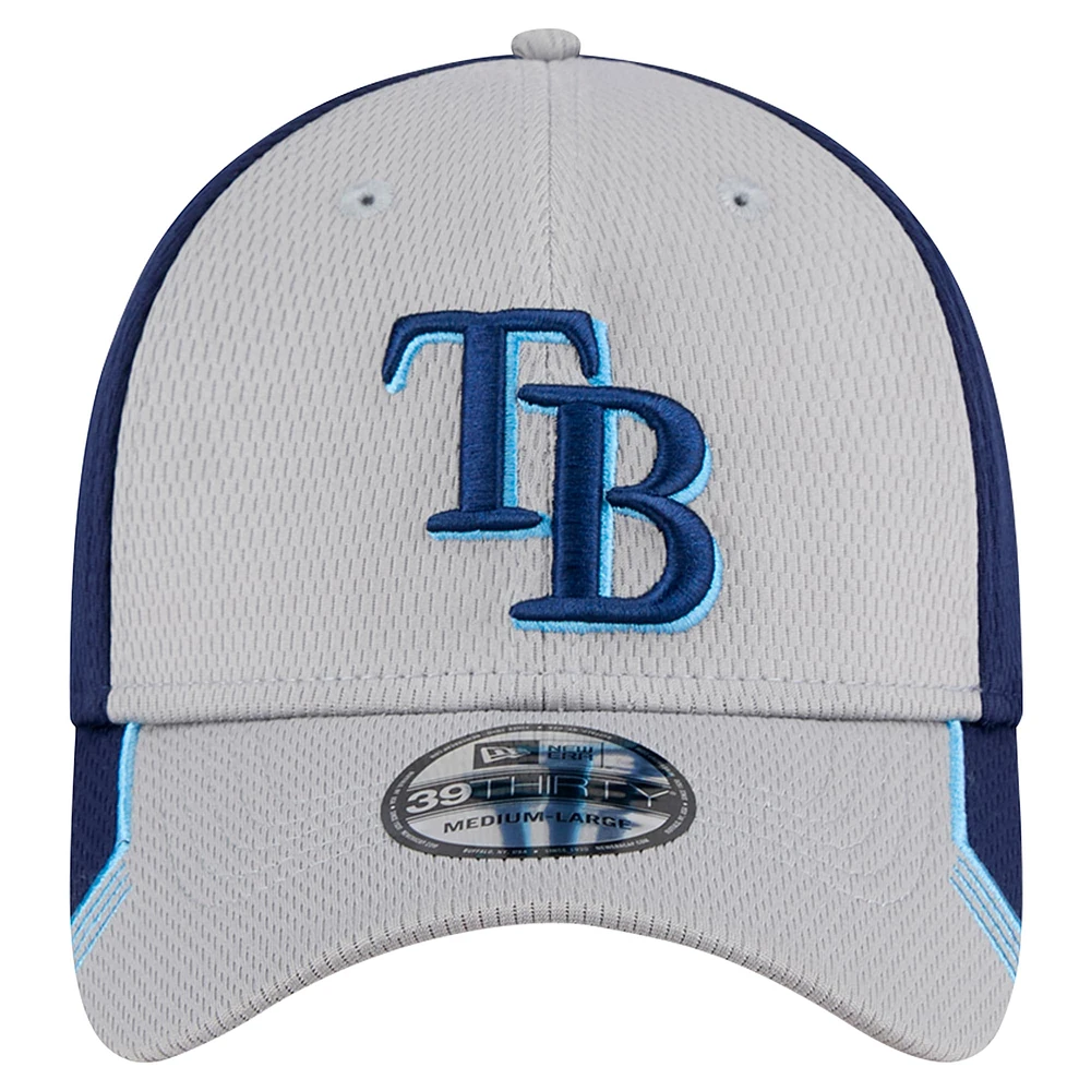 Men's New Era Gray/Navy Tampa Bay Rays Visor Trim 39THIRTY Flex Hat