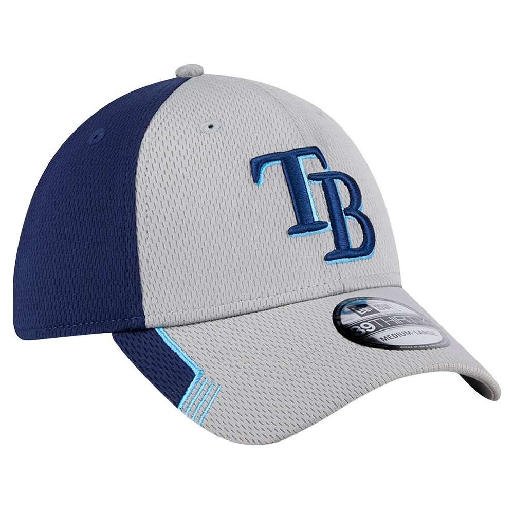 Men's New Era Gray/Navy Tampa Bay Rays Visor Trim 39THIRTY Flex Hat