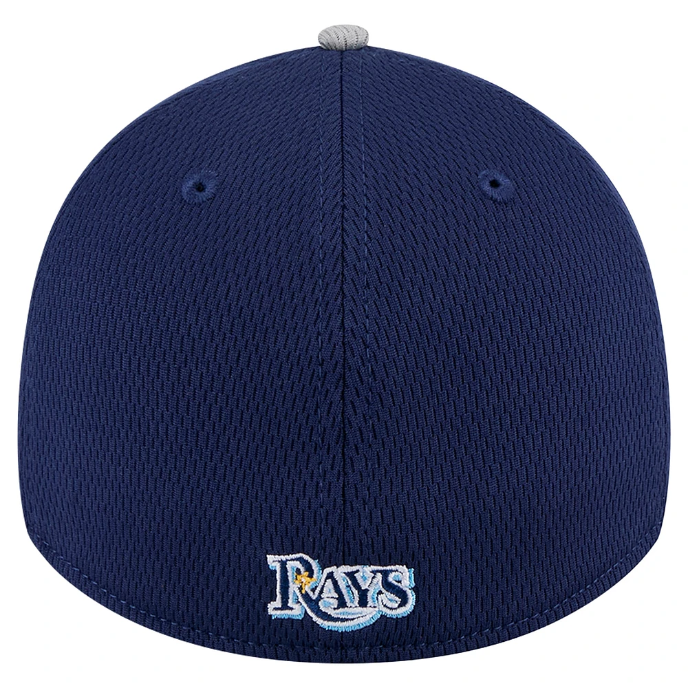 Men's New Era Gray/Navy Tampa Bay Rays Visor Trim 39THIRTY Flex Hat