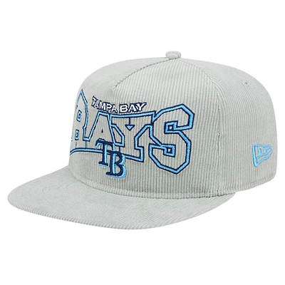 Casquette de golf Snapback en velours côtelé Tampa Bay Rays grise New Era pour homme