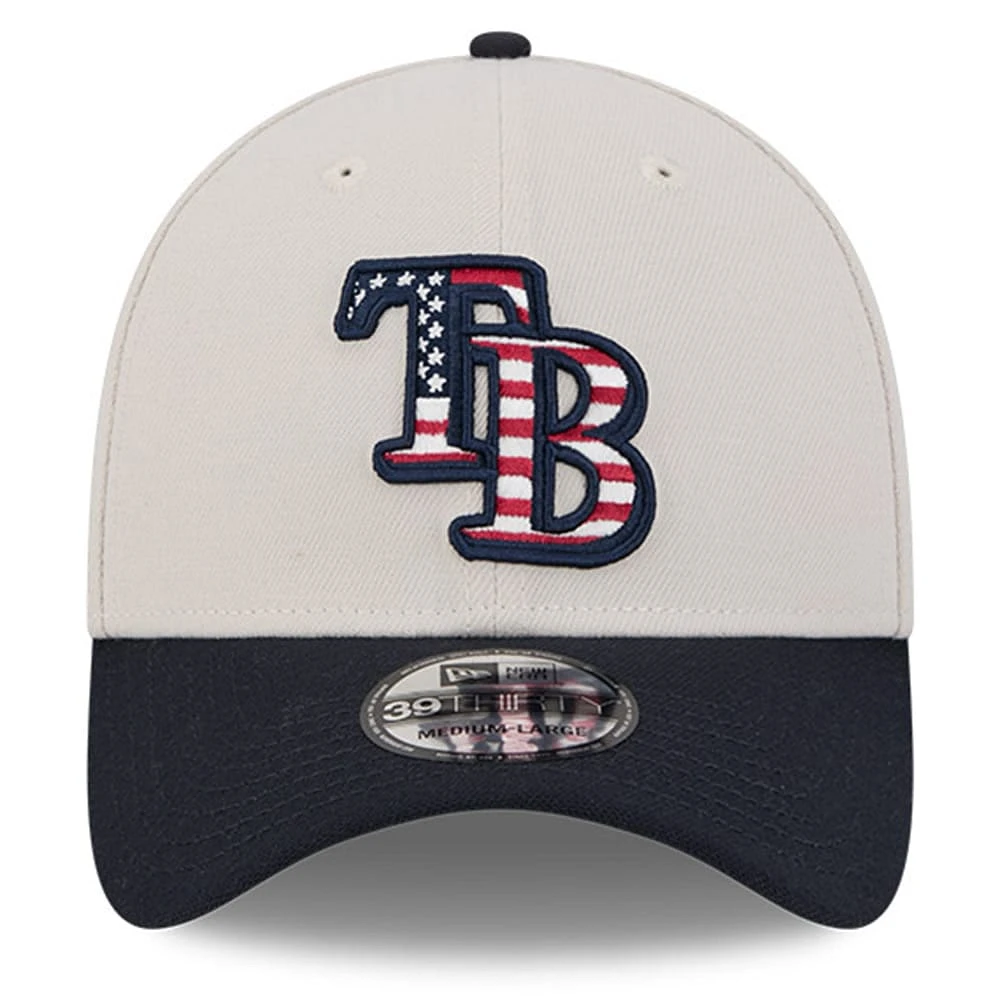 Men's New Era  Khaki/Black Tampa Bay Rays 2024 Fourth of July 39THIRTY Flex Hat