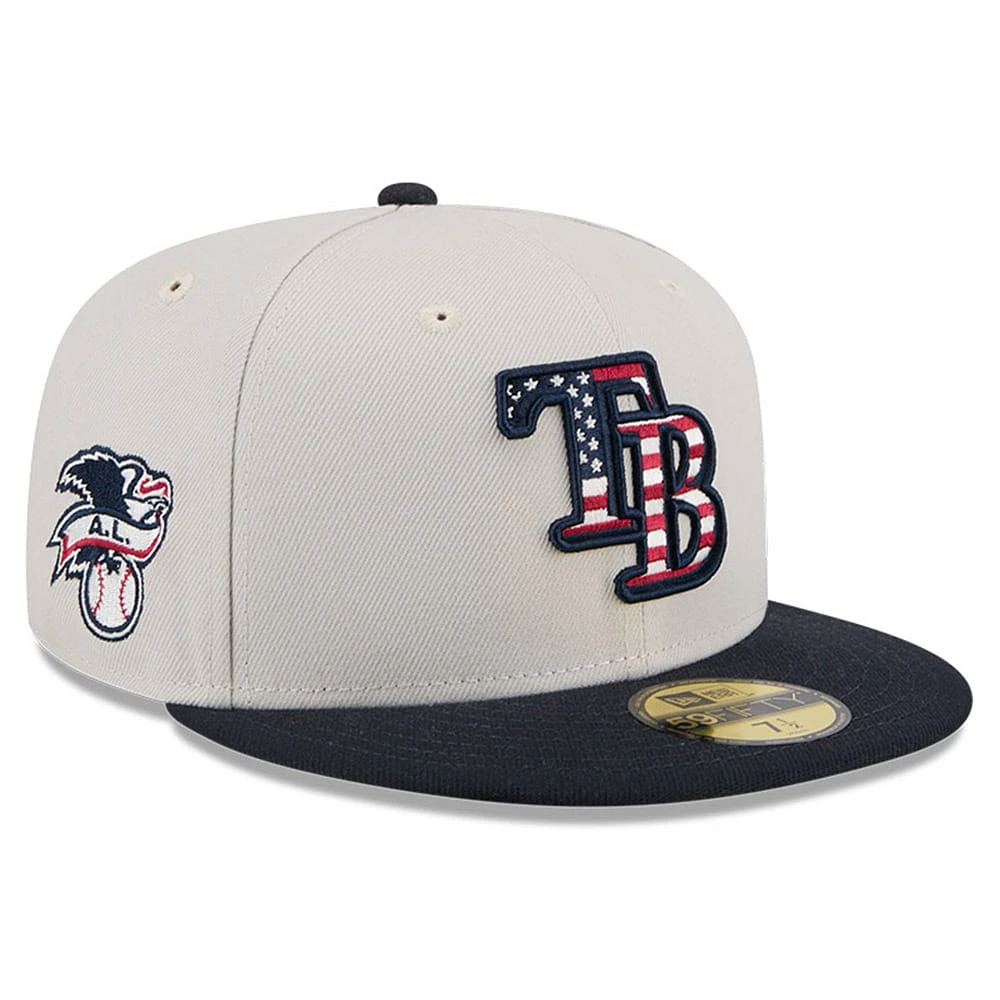 Men's New Era  Khaki/Black Tampa Bay Rays 2024 Fourth of July 59FIFTY Fitted Hat