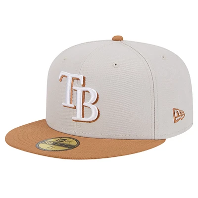 Men's New Era Khaki/Brown Tampa Bay Rays Two-Tone Color Pack 59FIFTY Fitted Hat