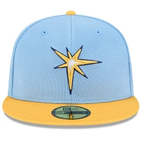 Casquette ajustée 59FIFTY Tampa Bay Rays 2025 bleu clair/doré New Era pour homme