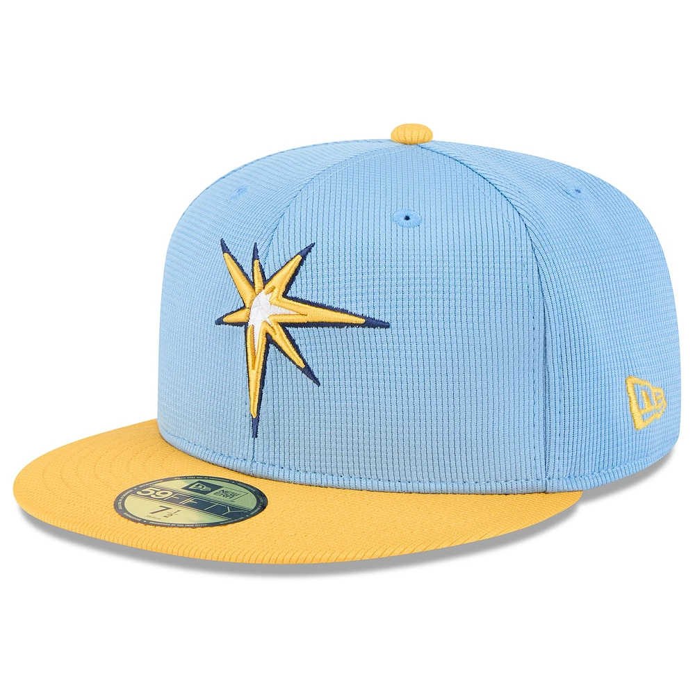 Casquette ajustée 59FIFTY Tampa Bay Rays 2025 bleu clair/doré New Era pour homme