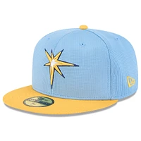 Casquette ajustée 59FIFTY Tampa Bay Rays 2025 bleu clair/doré New Era pour homme