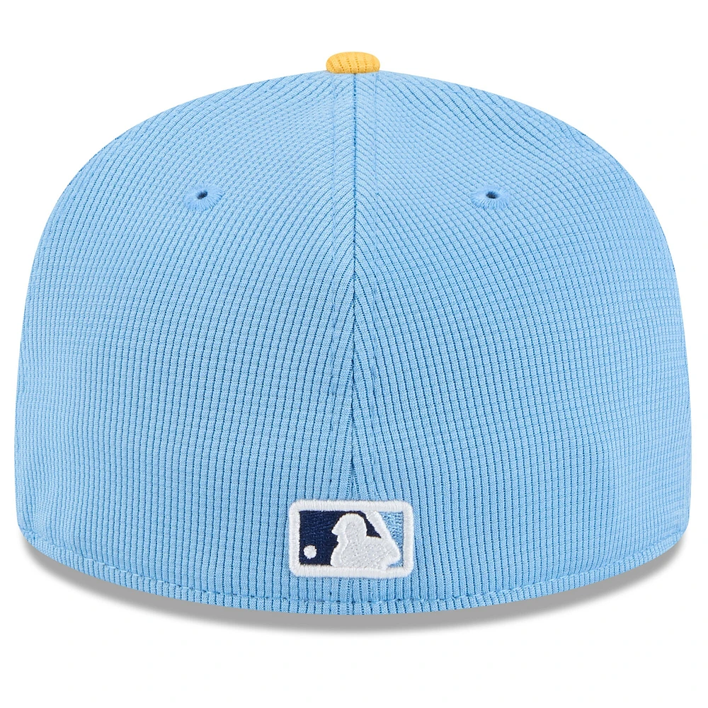 Casquette ajustée 59FIFTY Tampa Bay Rays 2025 bleu clair/doré New Era pour homme