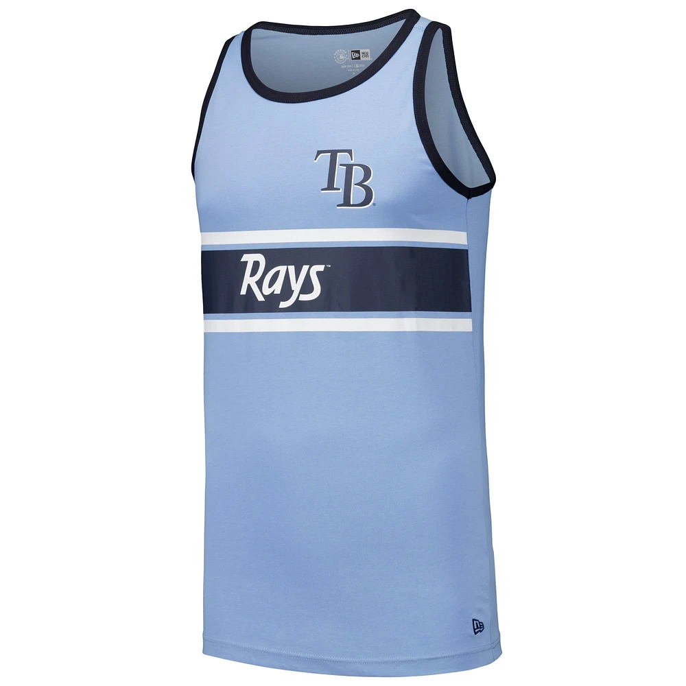 Débardeur Ringer en jersey bleu clair Tampa Bay Rays New Era pour hommes