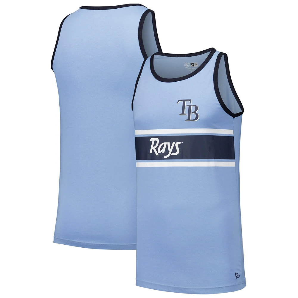 Débardeur Ringer en jersey bleu clair Tampa Bay Rays New Era pour hommes