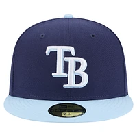 Casquette ajustée 59FIFTY bicolore New Era bleu marine/bleu clair Tampa Bay Rays pour homme