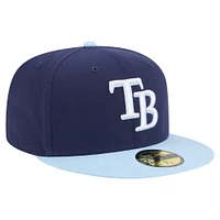 Casquette ajustée 59FIFTY bicolore New Era bleu marine/bleu clair Tampa Bay Rays pour homme