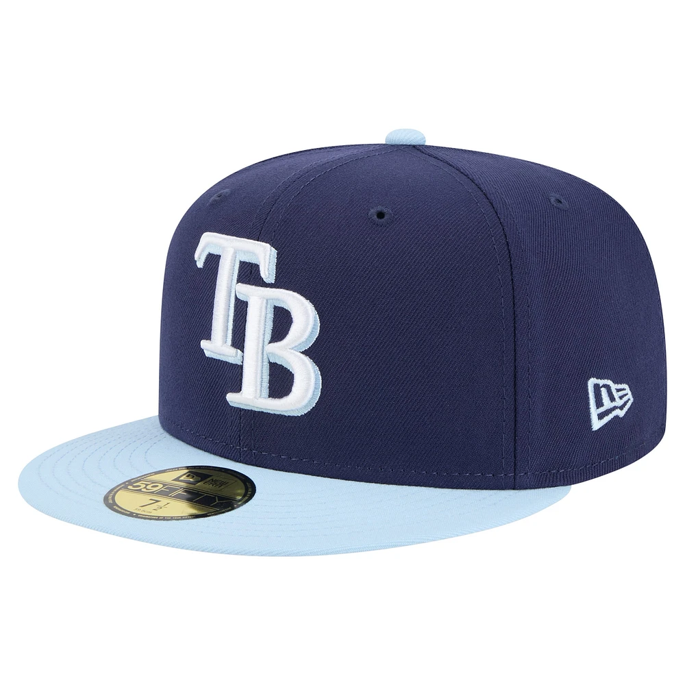 Casquette ajustée 59FIFTY bicolore New Era bleu marine/bleu clair Tampa Bay Rays pour homme