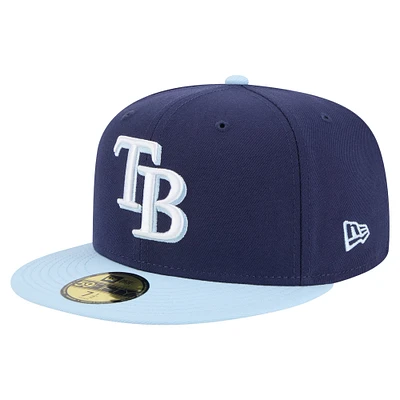Casquette ajustée 59FIFTY bicolore New Era bleu marine/bleu clair Tampa Bay Rays pour homme