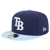 Casquette ajustée 59FIFTY bicolore New Era bleu marine/bleu clair Tampa Bay Rays pour homme
