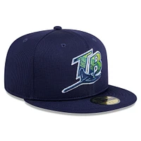 Men's New Era  Navy Tampa Bay Rays 2025 Batting Practice 59FIFTY Fitted Hat