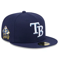 Casquette ajustée Jackie Robinson Day 59FIFTY bleu marine pour homme des Tampa Bay Rays 2025 de New Era