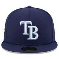 Casquette ajustée Jackie Robinson Day 59FIFTY bleu marine pour homme des Tampa Bay Rays 2025 de New Era