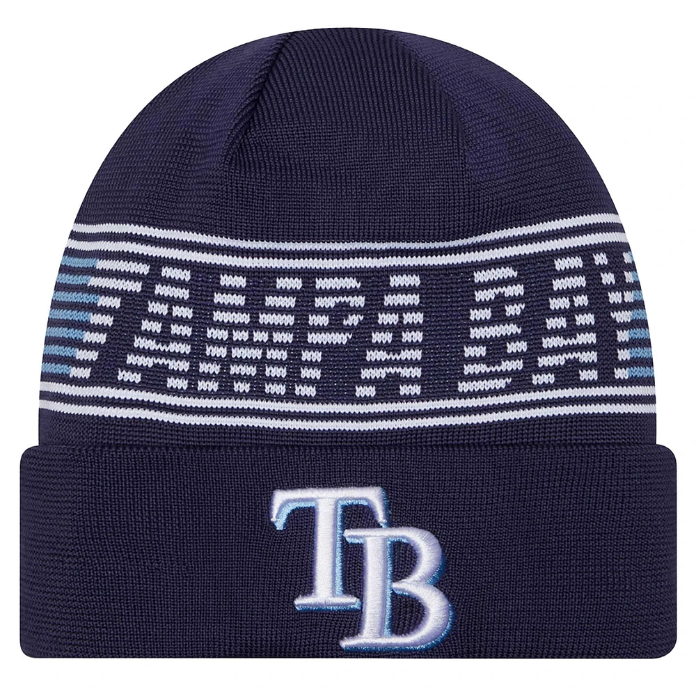 Men's New Era  Navy Tampa Bay Rays Authentic Collection Cuffed Knit Hat