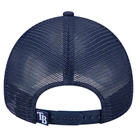 Men's New Era  Navy Tampa Bay Rays Distressed 9FORTY A-Frame Adjustable Trucker Hat