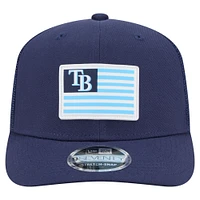 Casquette extensible à bouton-pression New Era bleu marine Tampa Bay Rays 9SEVENTY pour homme