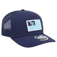 Casquette extensible à bouton-pression New Era bleu marine Tampa Bay Rays 9SEVENTY pour homme