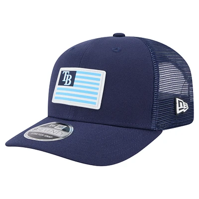 Casquette extensible à bouton-pression New Era bleu marine Tampa Bay Rays 9SEVENTY pour homme