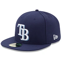 Casquette ajustée 59FIFTY On-Field Game Authentic Collection Tampa Bay Rays New Era pour homme, bleu marine