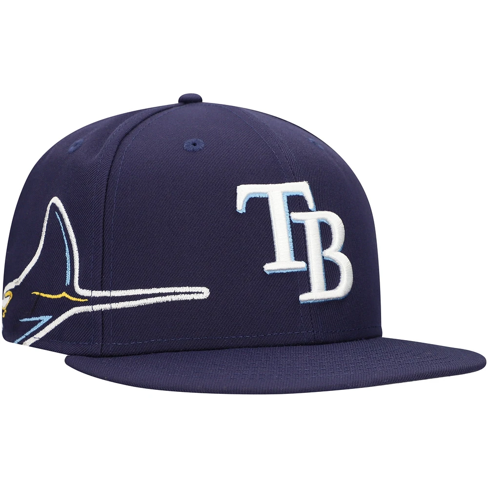 Casquette Snapback 9FIFTY New Era pour hommes des Rays de Tampa Bay bleu marine avec logo Strike