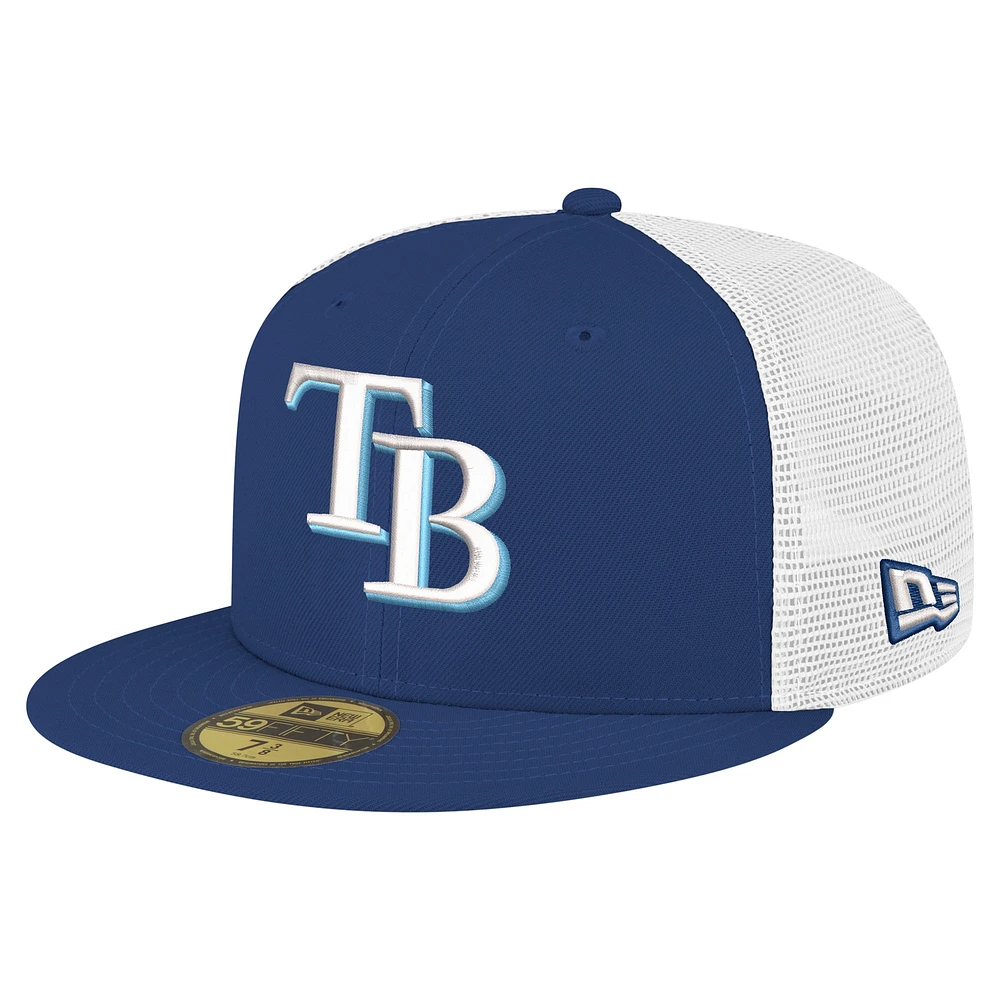 Men's New Era Navy Tampa Bay Rays Team Color 59FIFTY Trucker Fitted Hat