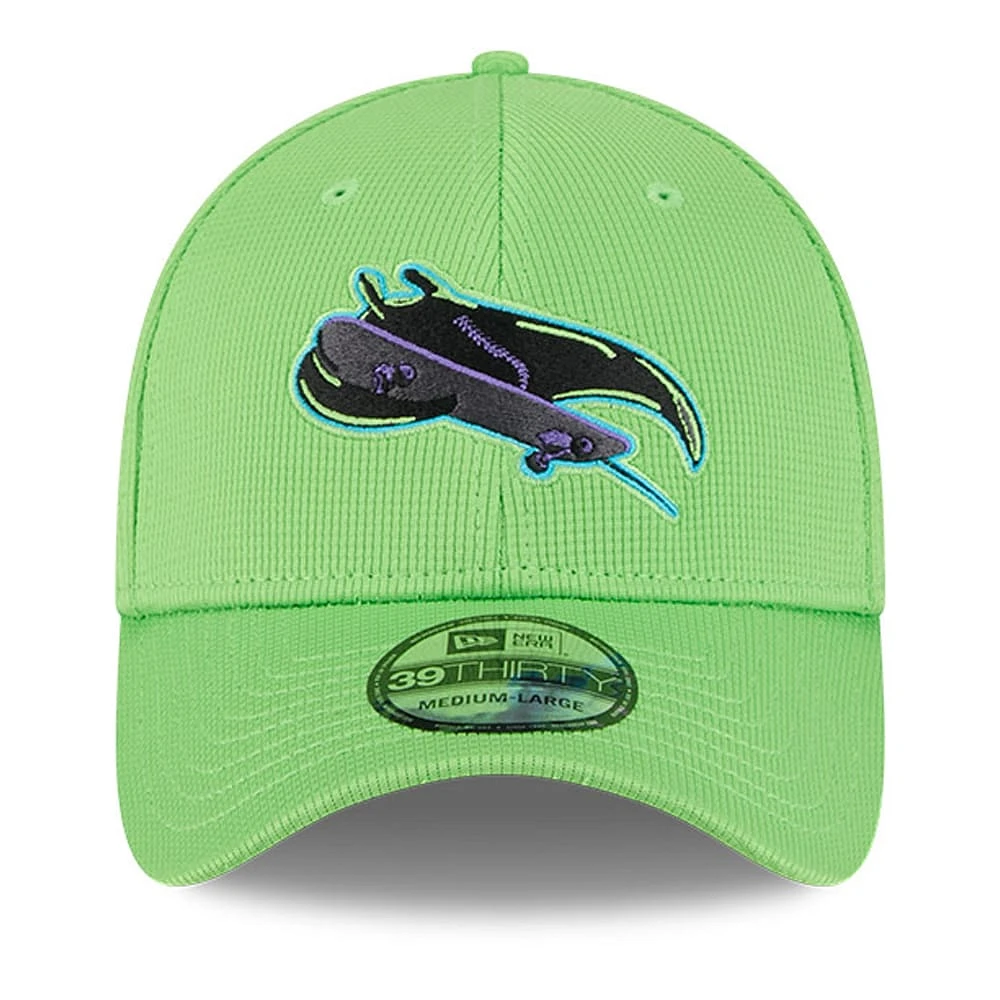 Casquette d'entraînement au bâton City Connect 39THIRTY Flex New Era pour homme, vert fluo, des Rays de Tampa Bay