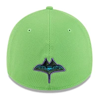Casquette d'entraînement au bâton City Connect 39THIRTY Flex New Era pour homme, vert fluo, des Rays de Tampa Bay