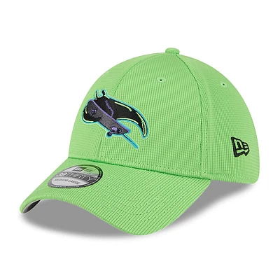 Casquette d'entraînement au bâton City Connect 39THIRTY Flex New Era pour homme, vert fluo, des Rays de Tampa Bay
