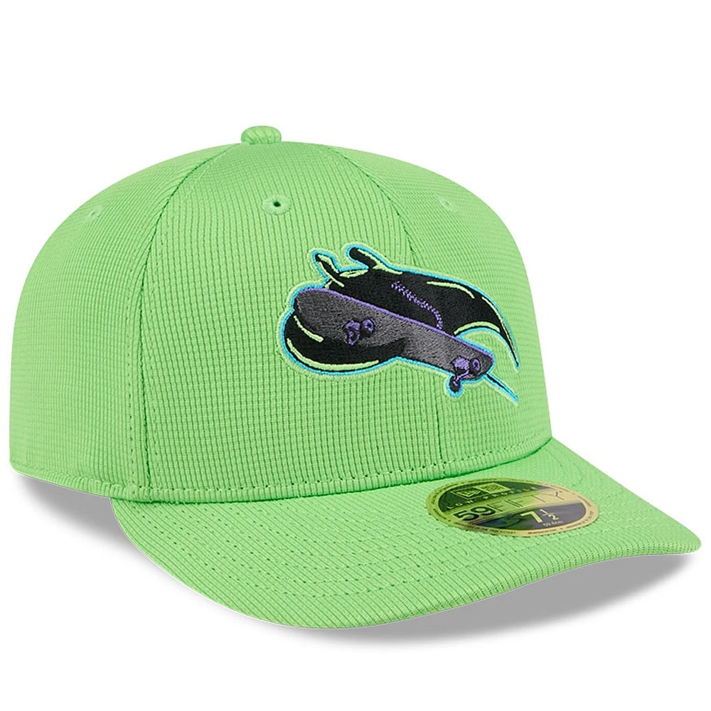 Casquette d'entraînement au bâton City Connect 59FIFTY verte fluo New Era pour homme des Rays de Tampa Bay