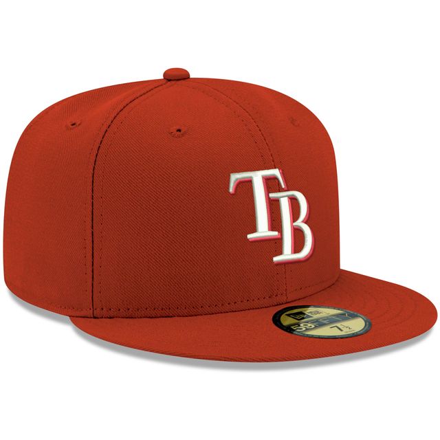 Casquette ajustée 59FIFTY rouge avec logo Tampa Bay Rays New Era pour homme, blanc