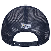 Men's New Era White/Navy Tampa Bay Rays Spring Training Circle Foam A-Frame 9FORTY Trucker Adjustable Hat