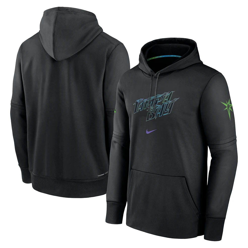 Men's Nike Black Tampa Bay Rays Authentic Collection City Connect Performance Pullover Hoodie