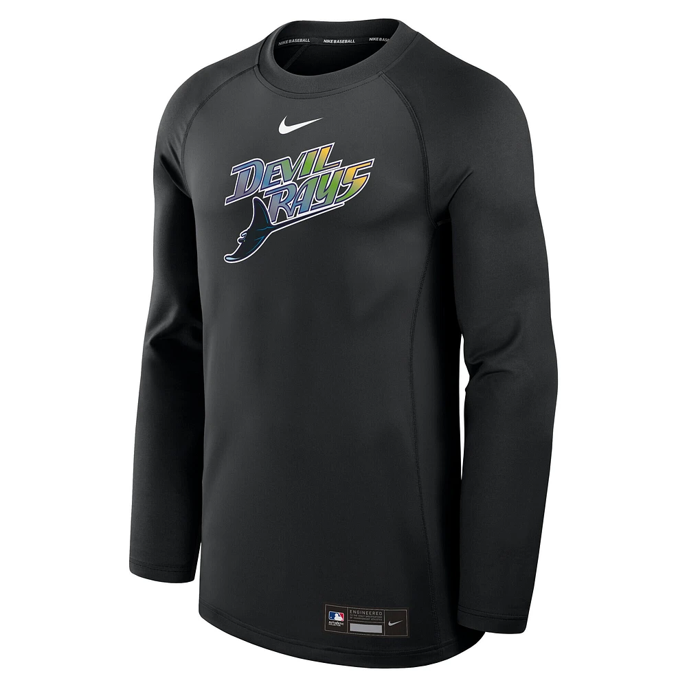 Men's Nike Black Tampa Bay Rays Authentic Collection Game Time Raglan Performance Long Sleeve T-Shirt