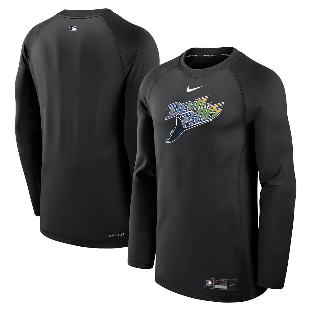 Men's Nike Black Tampa Bay Rays Authentic Collection Game Time Raglan Performance Long Sleeve T-Shirt