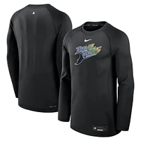 Men's Nike Black Tampa Bay Rays Authentic Collection Game Time Raglan Performance Long Sleeve T-Shirt