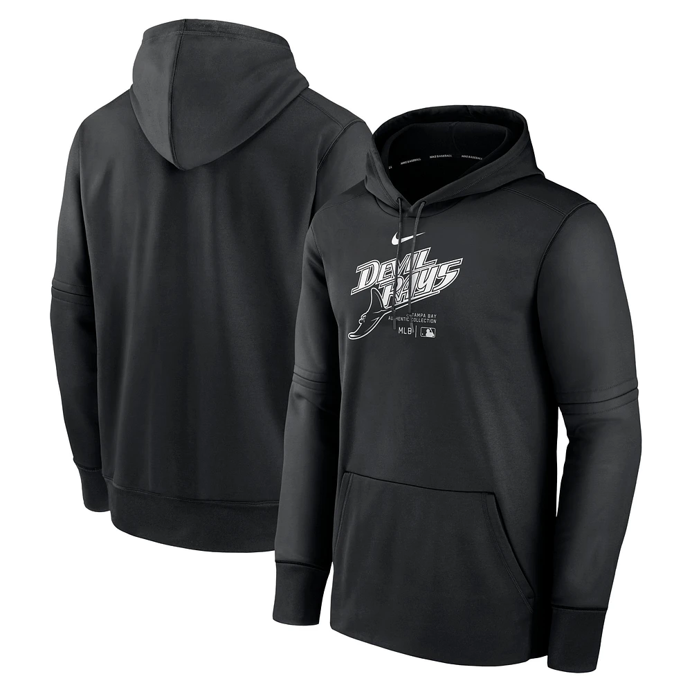 Men's Nike Black Tampa Bay Rays Authentic Collection Practice Performance Pullover Hoodie