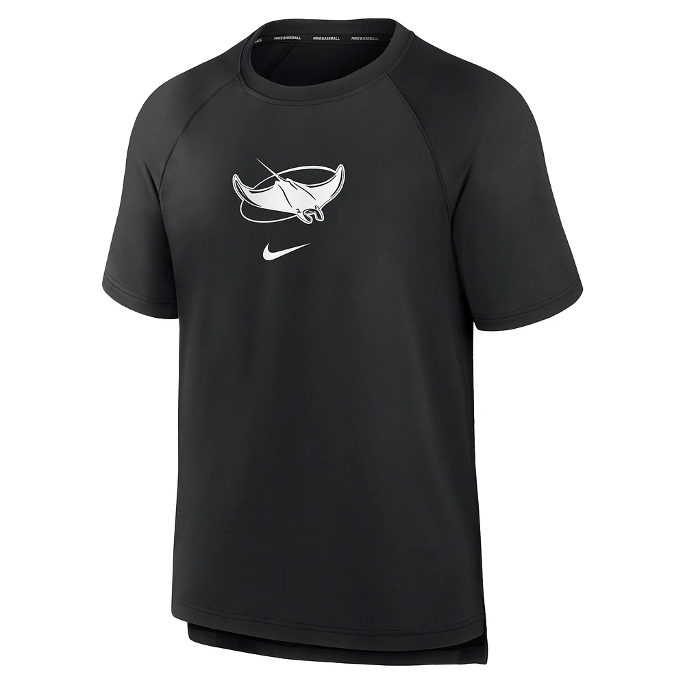 T-shirt de performance Nike noir Tampa Bay Rays Authentic Collection Pregame Raglan pour homme