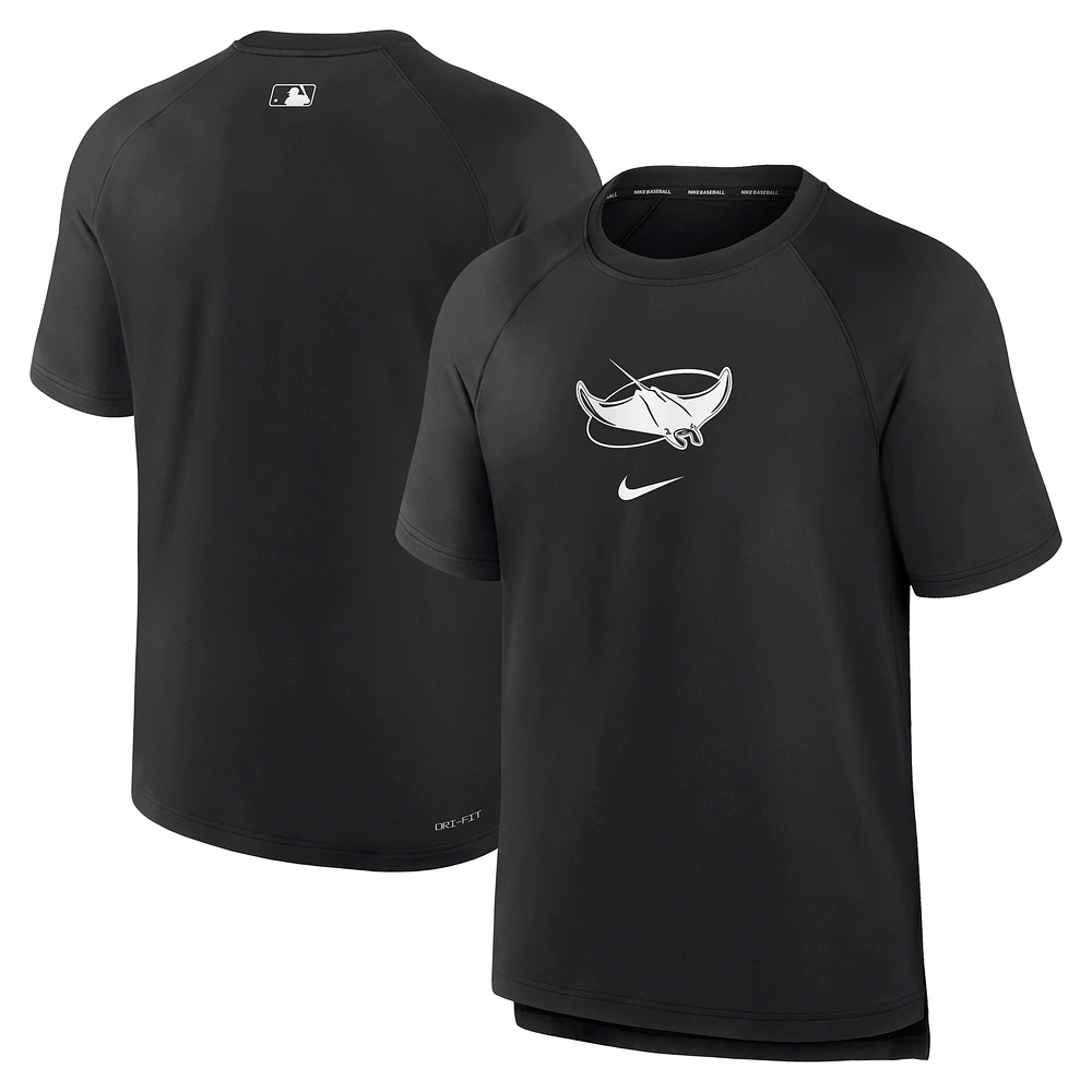 T-shirt de performance Nike noir Tampa Bay Rays Authentic Collection Pregame Raglan pour homme