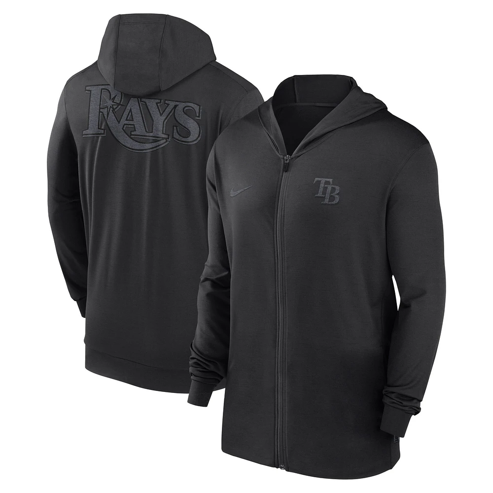 Sweat à capuche léger entièrement zippé Nike Tampa Bay Rays Authentic Collection Travel Performance pour homme, noir