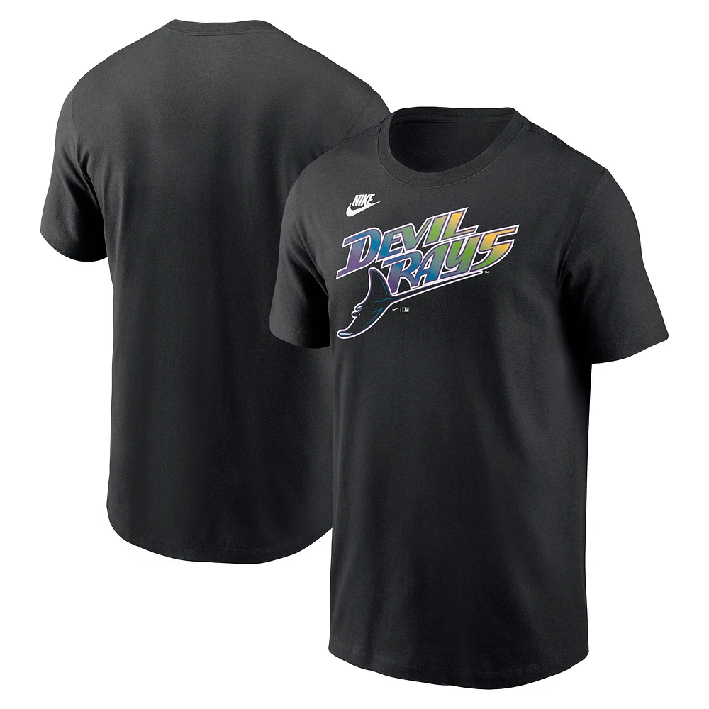 T-shirt Nike noir pour hommes des Rays de Tampa Bay Cooperstown avec le mot-symbole