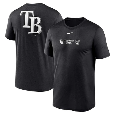 T-shirt tendance avec logo sur l'épaule Nike pour hommes, noir, Tampa Bay Rays, Legend