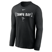 T-shirt à manches longues Nike noir pour homme avec surnom local des Tampa Bay Rays