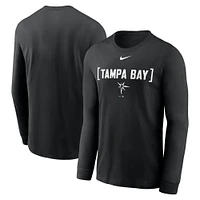 T-shirt à manches longues Nike noir pour homme avec surnom local des Tampa Bay Rays